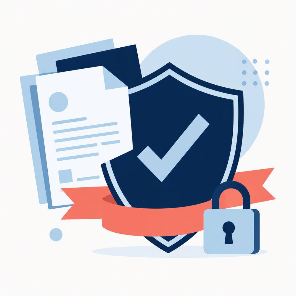 Stylised licence shield illustration