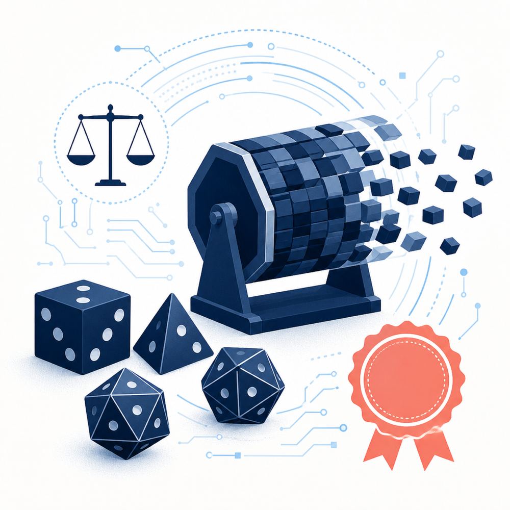 Abstract RNG and certification seal illustration